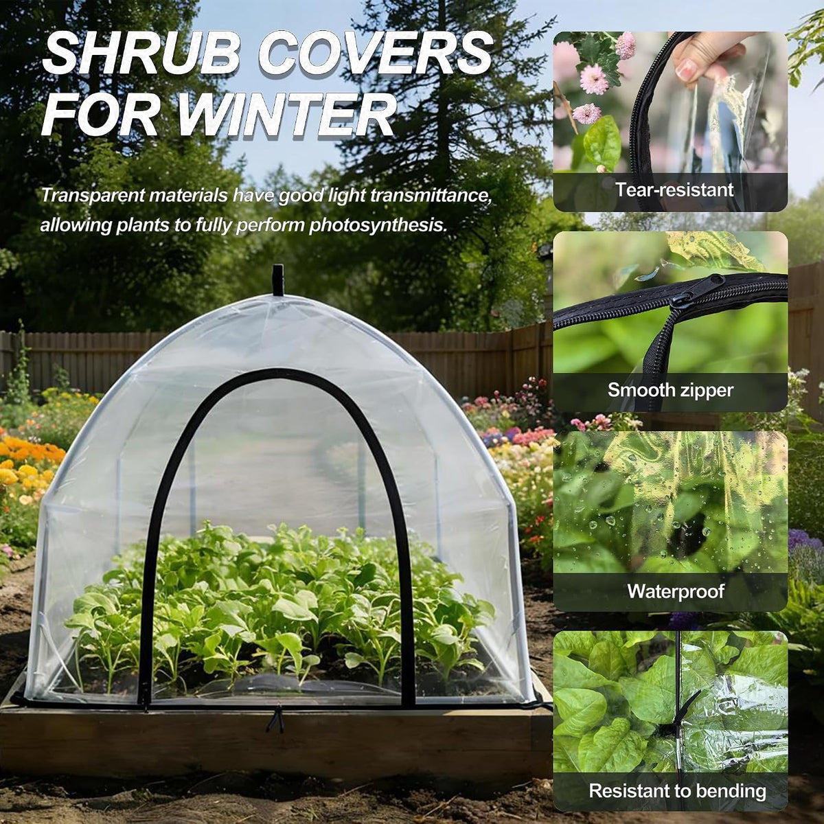 40″*40″*31″ Winter Plant Warm Covers - Raised Bed Cover, Garden Row Accelerator, Warm Tent Freeze Protection Humidity Domes for Germination, Seedling Propagation Protecting Plants from Animals 2 PCS