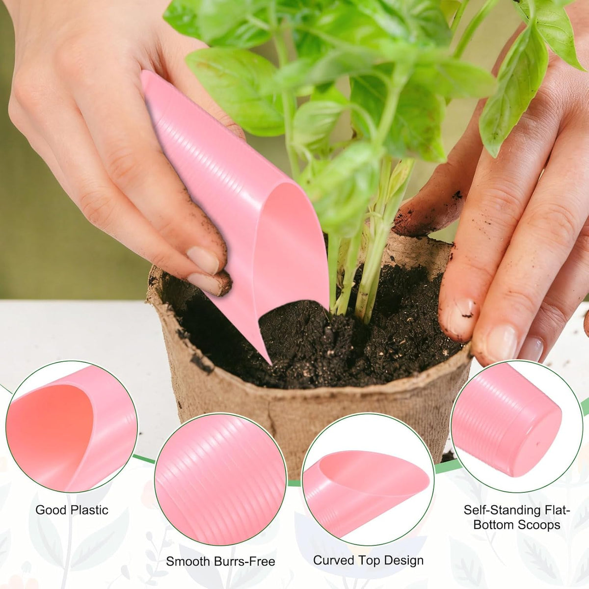 M METERXITY 18-Pack Bonsai Soil Scoops, Plastic Garden Soil Scoops Bucket Shovel Potting Scoopers for Transplanting/Flower Planting/Plant Succulent, Colorful Small Gardening Tools [Multicolor]