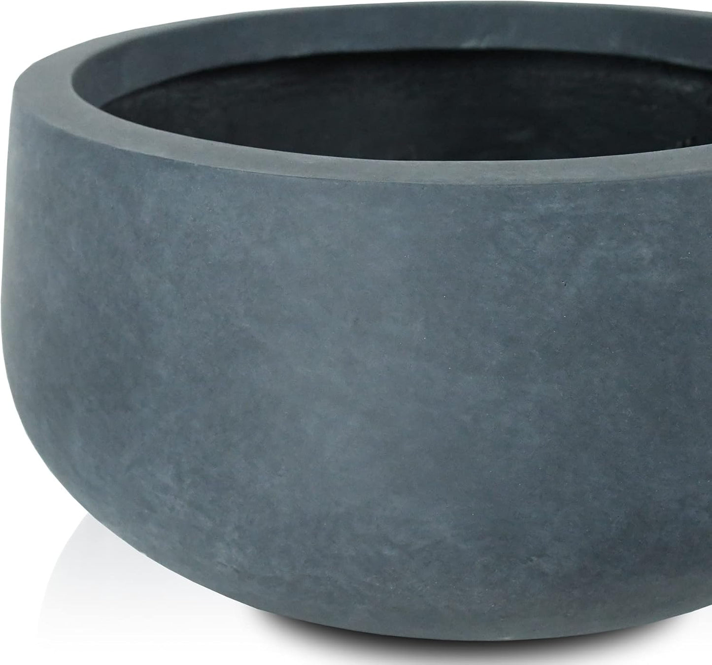 Kante 15.7" Dia Round Concrete Planter, Outdoor Indoor Garden Plant Pots with Drainage Hole and Rubber Plug, Modern Curvaceous Design, Slate Gray