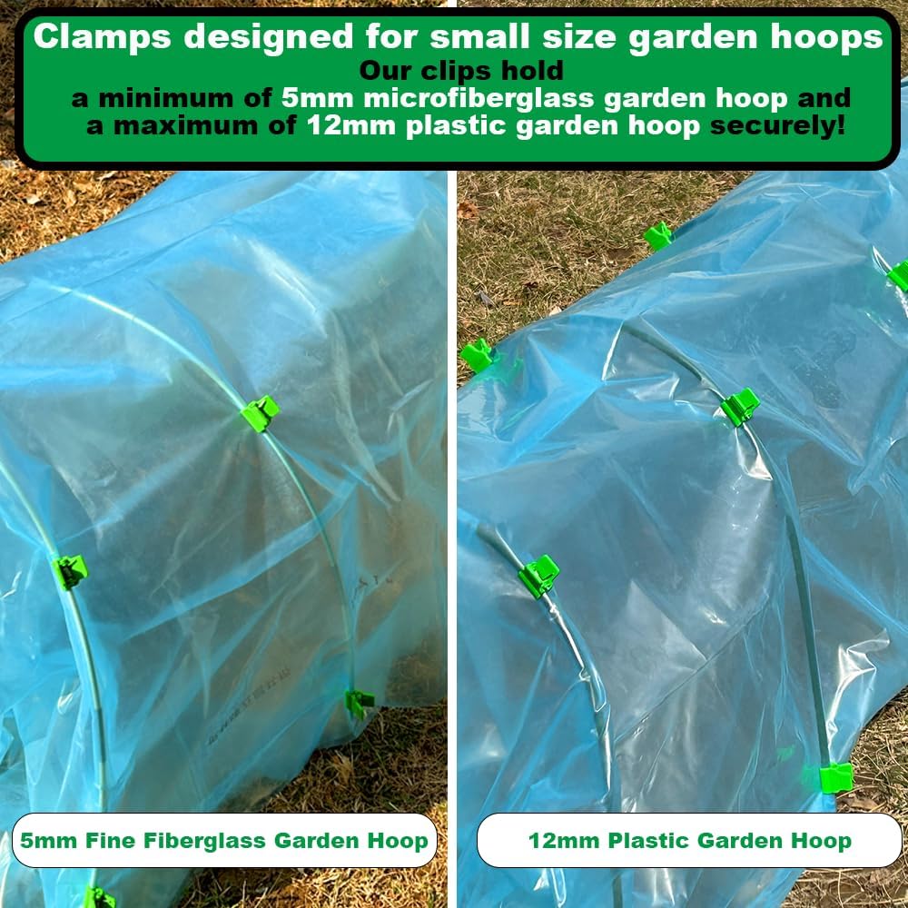 Greenhouse Clamps for 0.32-0.45inch Greenhouse Hoops, Garden Support Frame,Grow Tunnel,Plant Support Stakes.for Fixing Plant Cover,Plastic Sheeting,Film Row Cover,net.(30pcs)
