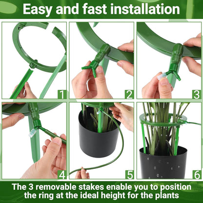 Tujoe 4 Set Water Ring 3 Leg Support Drip Emitter Drip Ring with 1/8 Inch Barbed Inlet Fitting Removable Stakes for Grow Media Irrigation System Rain Watering Tree Plants, Green (5 Inch)