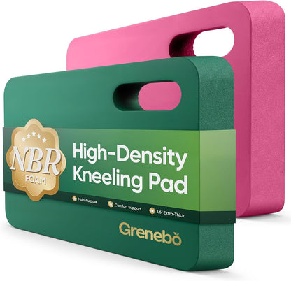 Grenebo 2-Pack 1.6" Extra Thick NBR Foam Garden Kneeling Pads, Ultra Soft Cushion Kneeling Pads for Gardening, Gardening Kneeling Pad for Baby Bathing, Work, Exercise, 17.3×11×1.6 in, Green