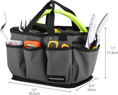 Housolution Gardening Tote Bag, Deluxe Garden Tool Storage Bag and Home Organizer with Pockets, Wear-Resistant & Reusable, 14 Inch, Pink