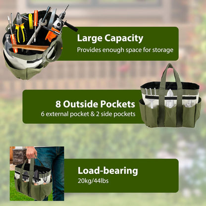 Garden Tool Holder Bag With 8 Pockets, Elastic Straps, And Sturdy Handles, Heavy-Duty Oxford Organizer Keeps Gardening Tools Neat And Accessible, Ideal for Men And Women (1 PC)