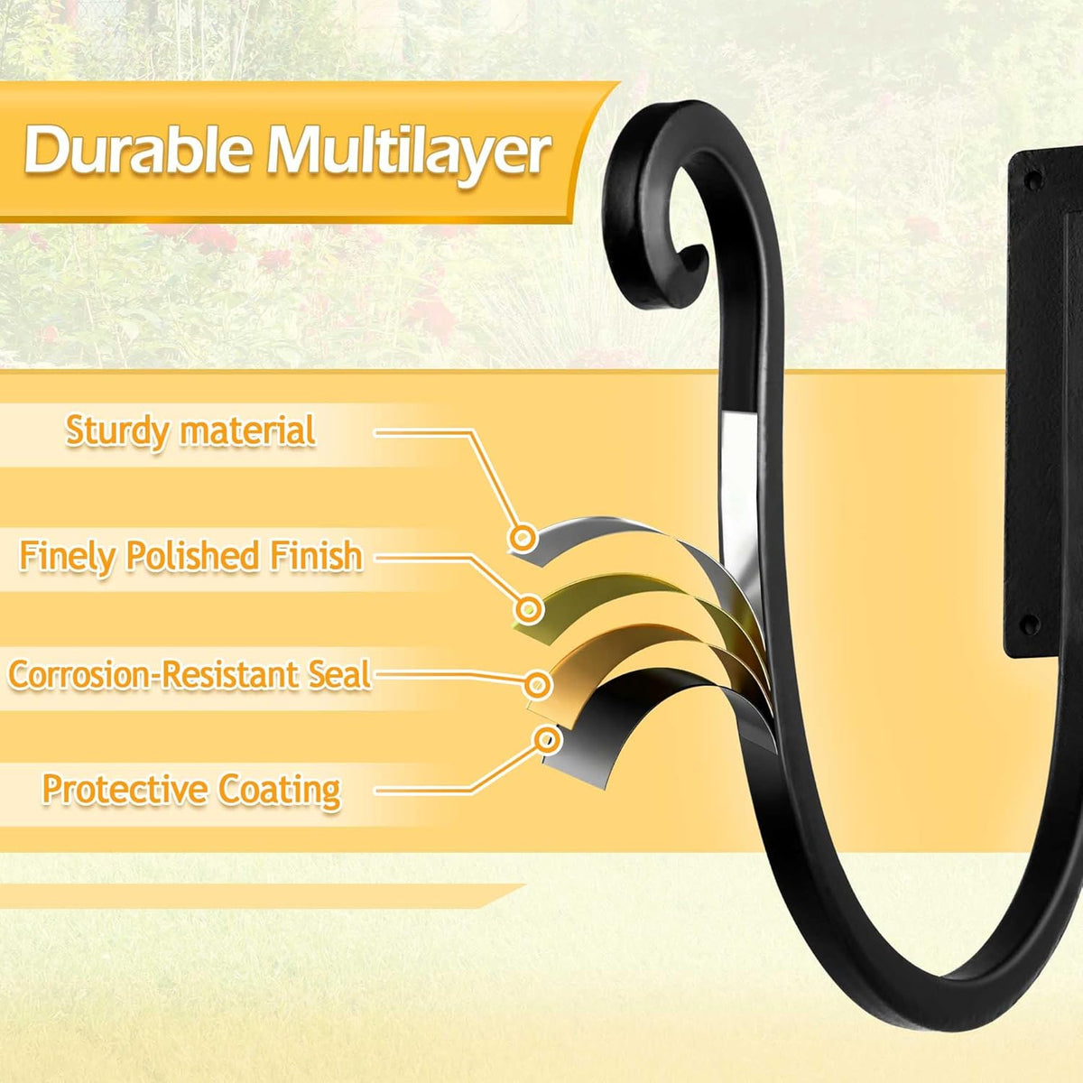 Hose Holders Wall Mount - Heavy-Duty Metal Garden Hose Hanger for Outside - Rust-Proof Hanging Hose Rack Hook Mount for Water Hose (2PCS)