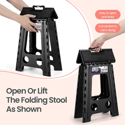 Folding Step Stool 13 Inch,300 Lbs Step Stool for Adults Black