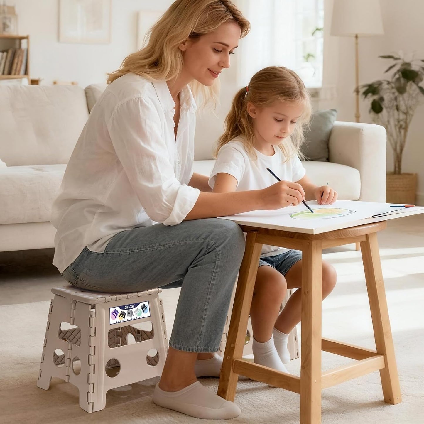 Folding Step Stool 13 Inch,300 Lbs Step Stool for Adults Black