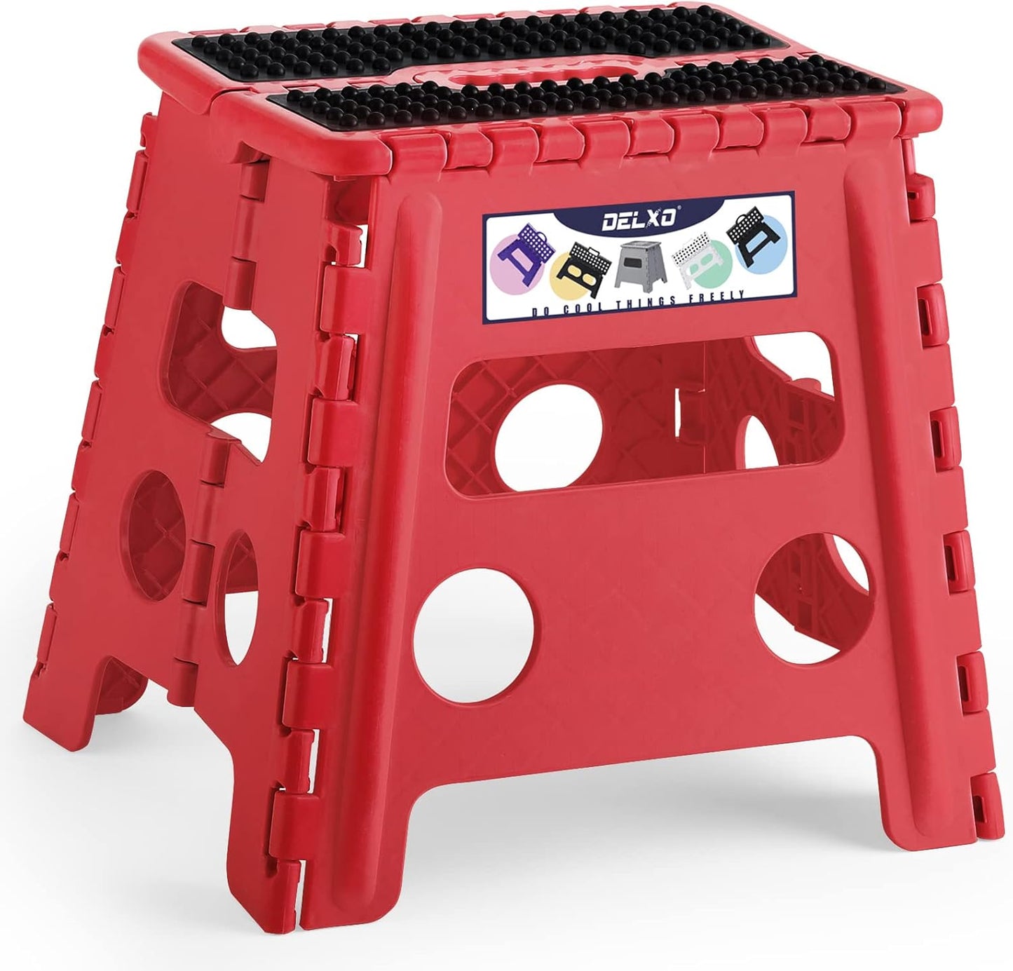Folding Step Stool 13 Inch,300 Lbs Step Stool for Adults Black