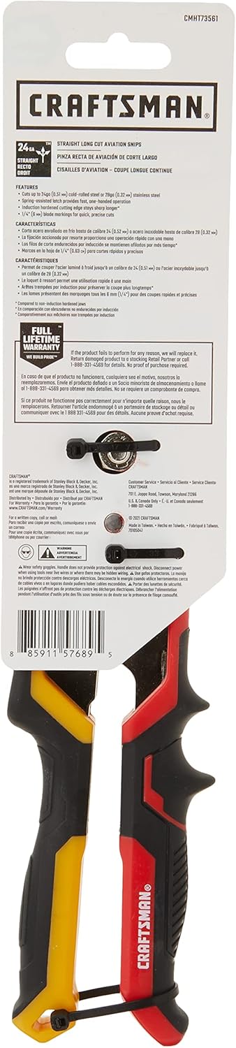 CRAFTSMAN Aviation Snips, Straight, Long Cut (CMHT73561)