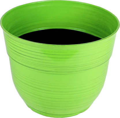 Garden Elements Indoor/Outdoor Glazed Brushed Happy Plastic Planter, Large, Bright Pink, 15"