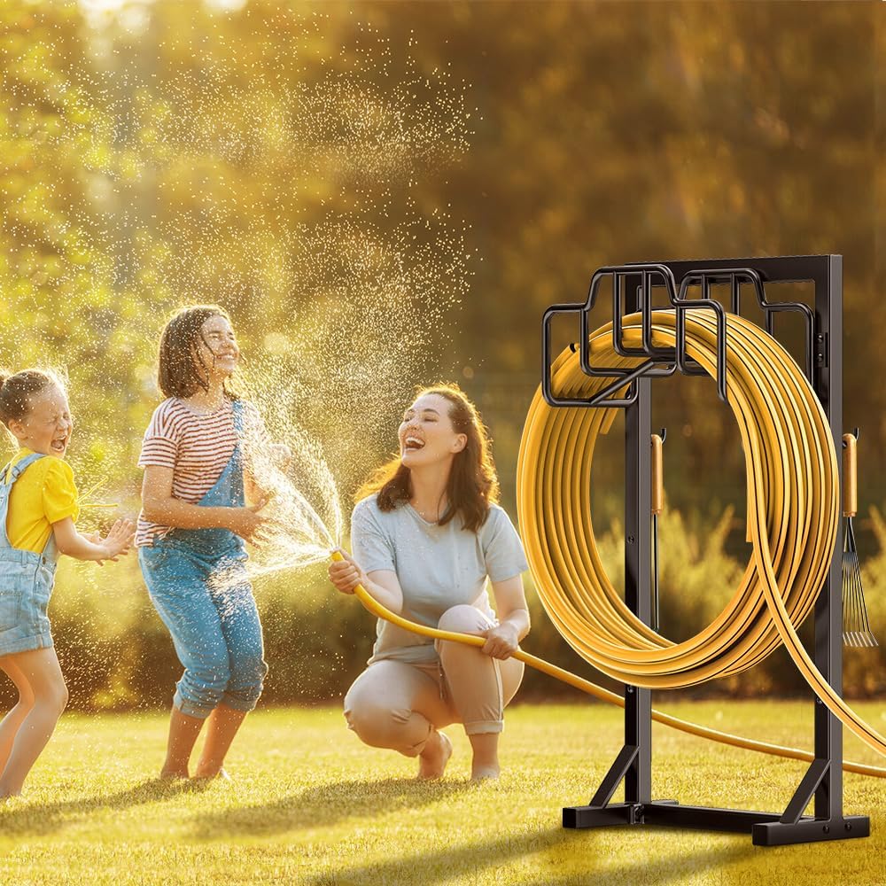 Skycarper Garden Hose Reel Holder Water Hose Hanger Organizer Stand,Black