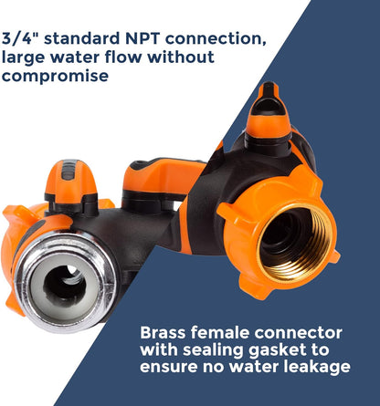 Giraffe 2 Way Hose Splitter with Garden Hose Reel Retractable 1/2" 78ft Heavy Duty Heavy Duty 9 Pattern Hose Nozzle Any Length Lock