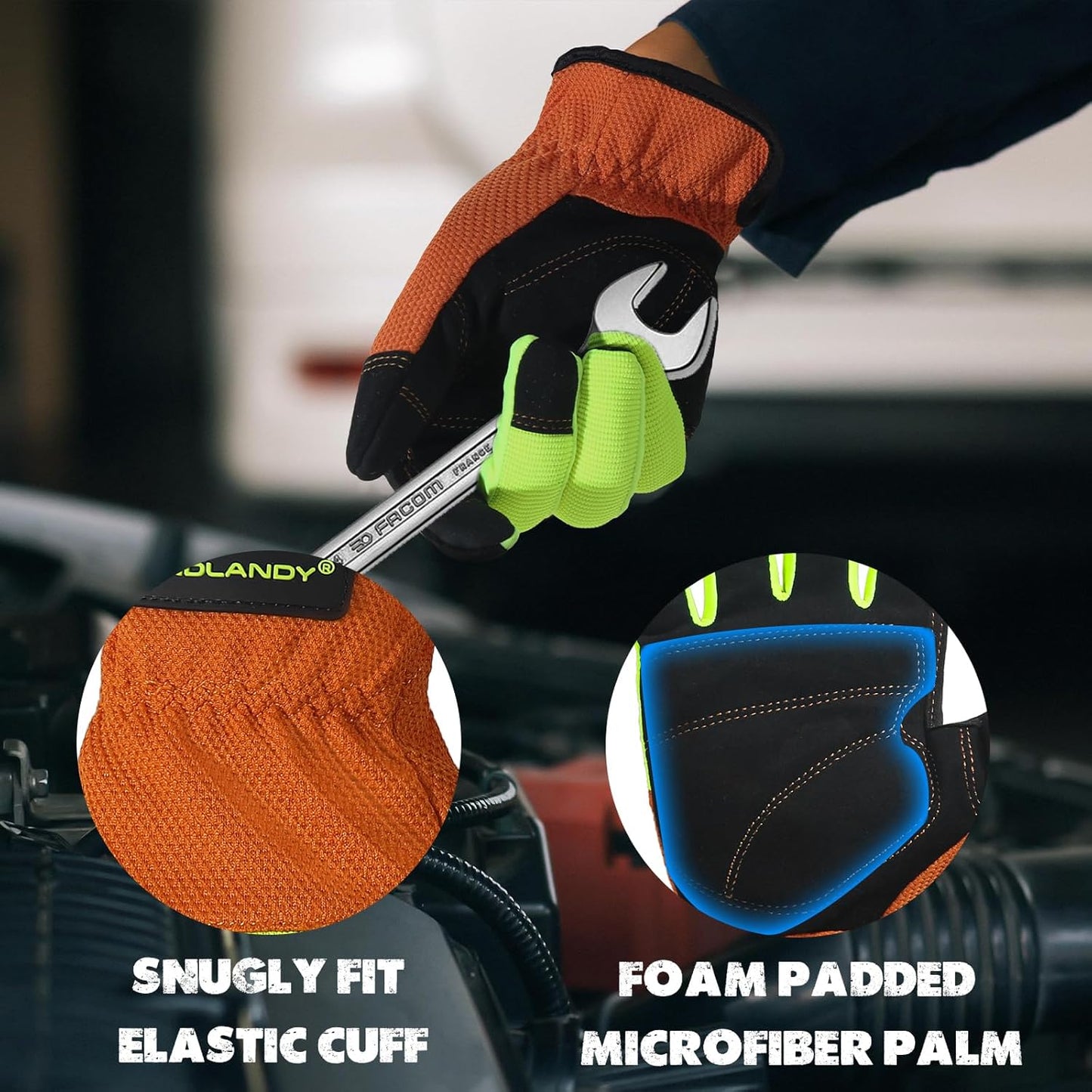 Work Gloves for Men & Women, Utility Mechanic Working Gloves Touch Screen, Flexible Gardening Gloves for Yard