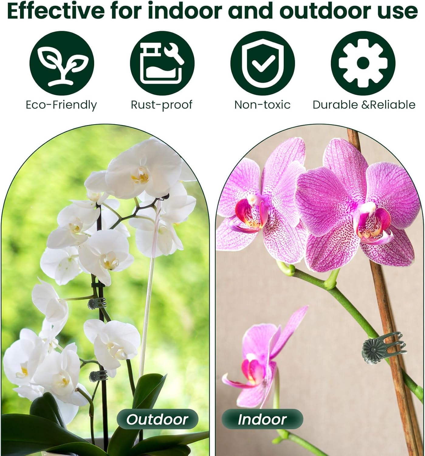 60Pcs Plant Clips for Climbing Plants, Orchid Clips for Plants Support, Indoor & Garden Clip for Climbing Plant Pins, Perfect for Vines & Flowers, Easy to Use Durable, Green
