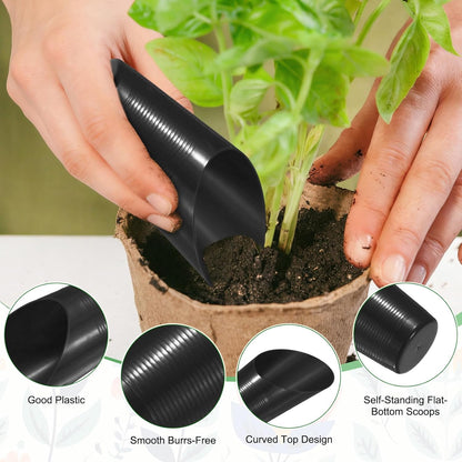 M METERXITY 18-Pack Bonsai Soil Scoops, Plastic Garden Soil Scoops Bucket Shovel Potting Scoopers for Transplanting/Flower Planting/Plant Succulent, Colorful Small Gardening Tools [Multicolor]