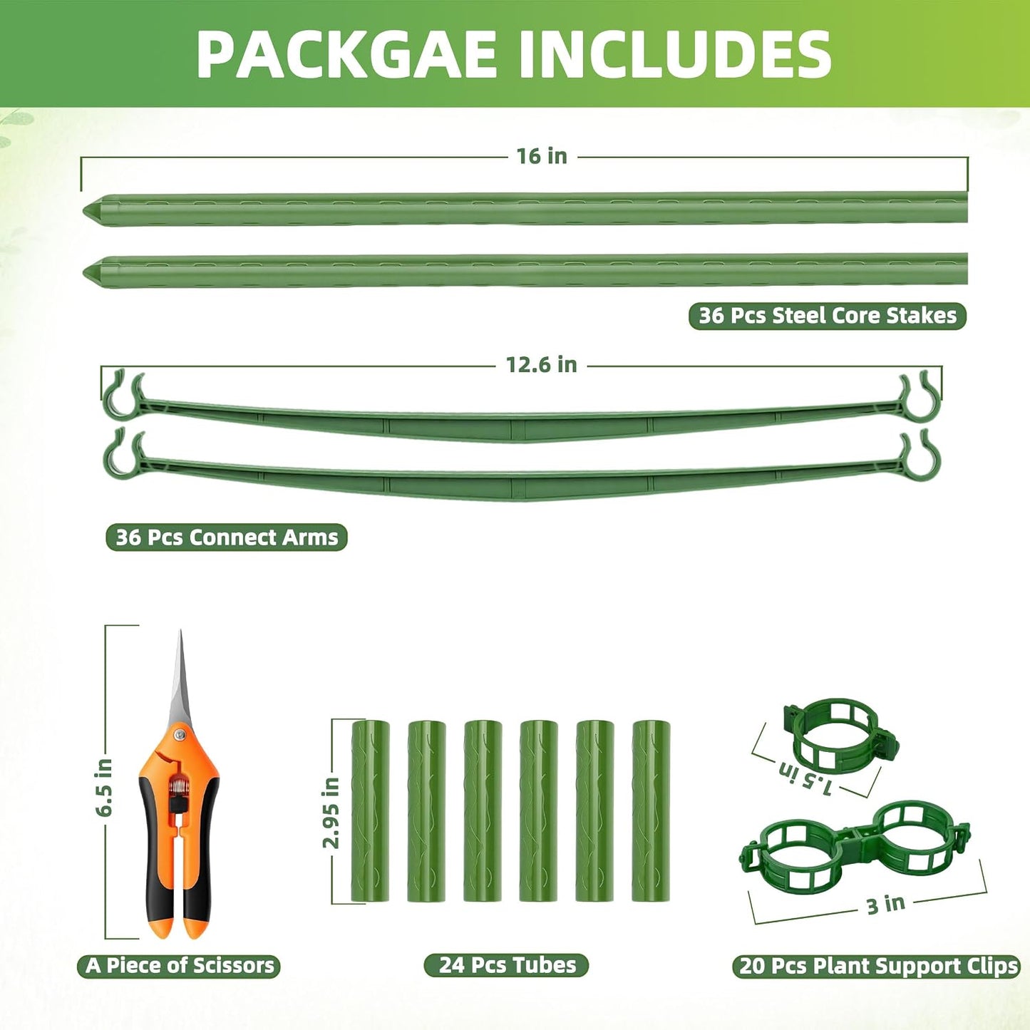 6-Pack Tomato Cage for Garden Plant Support 48 INCH Garden Stakes Adjustable Tomato Cage for Climbing Plants Pots Vegetables Flowers Fruits (6, 48 Inches)