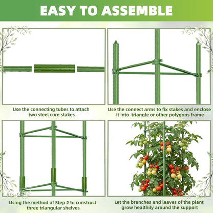 6-Pack Tomato Cage for Garden Plant Support 48 INCH Garden Stakes Adjustable Tomato Cage for Climbing Plants Pots Vegetables Flowers Fruits (6, 48 Inches)