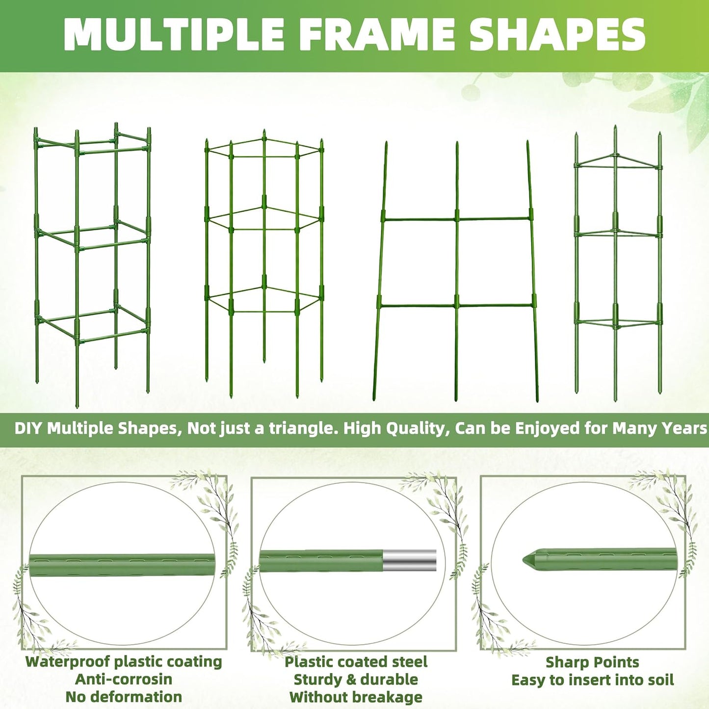 6-Pack Tomato Cage for Garden Plant Support 48 INCH Garden Stakes Adjustable Tomato Cage for Climbing Plants Pots Vegetables Flowers Fruits (6, 48 Inches)