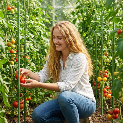 6-Pack Tomato Cage for Garden Plant Support 48 INCH Garden Stakes Adjustable Tomato Cage for Climbing Plants Pots Vegetables Flowers Fruits (6, 48 Inches)