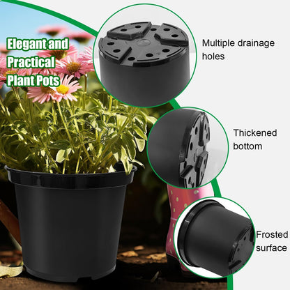 5 Gallon Nursery Pots (10-Pack) + 50ft Garden Hose with Spray Nozzle + 3-in-1 Soil Tester for Moisture/Light/pH | All-in-One Gardening Kit for Indoor/Outdoor Plants, Gardening Gifts for Women