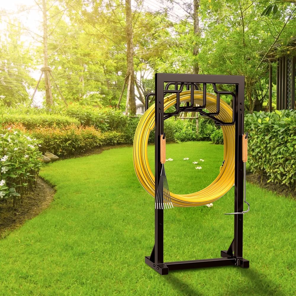Skycarper Garden Hose Reel Holder Water Hose Hanger Organizer Stand,Black