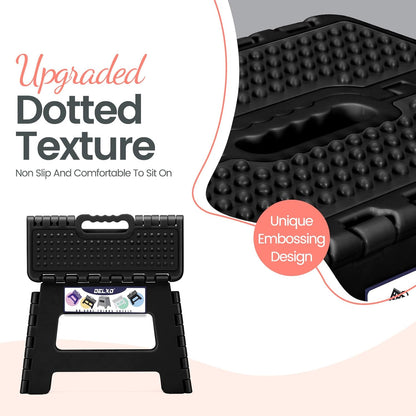 Folding Step Stool 13 Inch,300 Lbs Step Stool for Adults Black