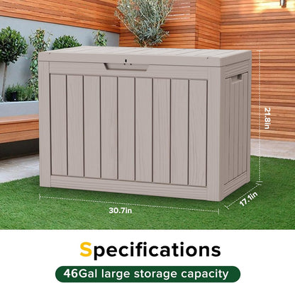 30 Gallon Outdoor Deck Box, Lockable Waterproof Outdoor Storage Boxes For Garden Tools,Indoor Cushions,Accessories Outside Storage Resin Weatherproof Container(Black)