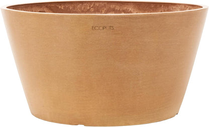 Ecopots Frankfurt Durable Modern Round Indoor/Outdoor Recycled-Based Composite Flower Pot Planter, Terracotta Color, 12"
