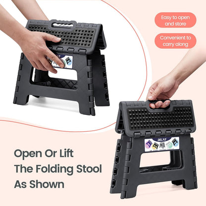 Folding Step Stool 13 Inch,300 Lbs Step Stool for Adults Black