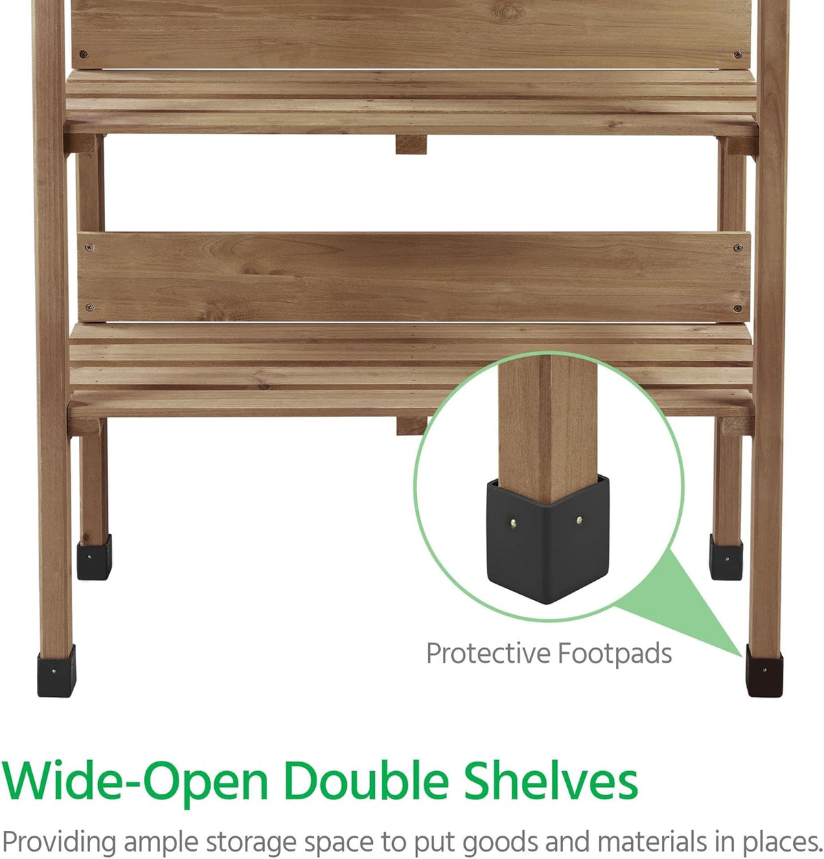 Yaheetech Outdoor Garden Potting Bench Table Wooden Horticulture Planting Worstation w/Metal Tabletop/Storage Shelf/3 Hooks, Natural Wood