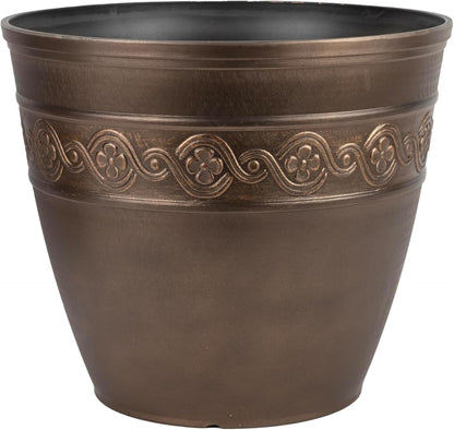 Classic Home and Garden Corinthian Resin Planter Pot - Outdoor & Indoor Plant Pot - Round Planter for Plants & Flowers (10" Storm Gray, Pack of 1)