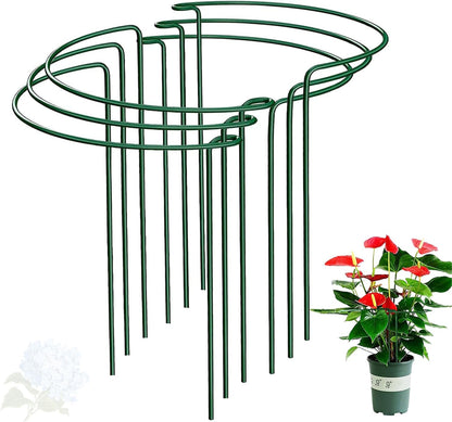 Snake Plant Support Stake - Half Round Peony Stake and Support, Heavy Duty Hydrangea Support Cage, Half Moon Houseplant Support Ring for Potted Indoor Plants (4 Pack, 14x8Inch)