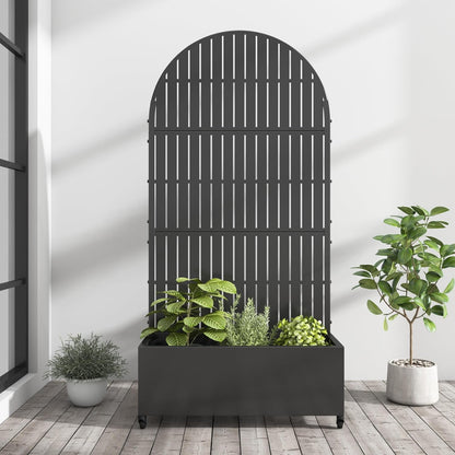 Casaphoria Metal Raised Garden Bed with Trellis and Wheels, 72"x47"x16" Planter Box for Climbing Plants, Vegetables & Vines, Features Drainage Holes and Privacy Screen (Black-Louver) - Colors A