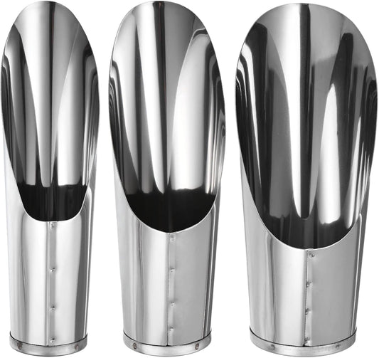 M METERXITY 1-Set Bonsai Soil Scoop, 3 Sizes Stainless Steel Garden Soil Scoops Bucket Shovels Potting Scoopers for Transplanting/Flower Planting, Small Gardening Tools [Silver Tone]
