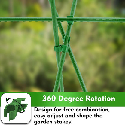 Fabulas 20 Pcs Adjustable Plant Trellis Connector Clip, 11mm Plastic Rotatable Universal Connector Joint Buckle Clip Climbing Rattan Stent Accessories for Garden Stakes Plant Support