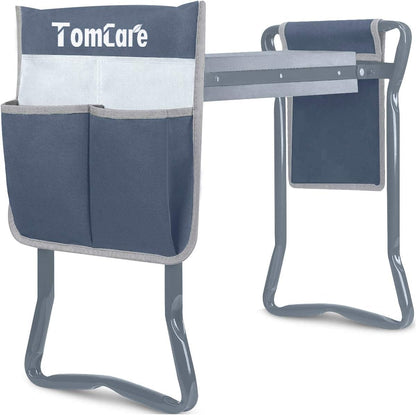 TomCare Garden Kneeler and Seat 10.64” Wider Larger Soft Kneeling Pad Garden Bench with 2 Large Tool Pouches Heavy Duty Garden Stool Foldable Tools Gardening Gifts for Women Men Gardeners