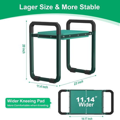 TomCare Garden Kneeler and Seat 10.64” Wider Larger Soft Kneeling Pad Garden Bench with 2 Large Tool Pouches Heavy Duty Garden Stool Foldable Tools Gardening Gifts for Women Men Gardeners