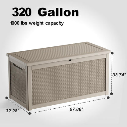 30 Gallon Outdoor Deck Box, Lockable Waterproof Outdoor Storage Boxes For Garden Tools,Indoor Cushions,Accessories Outside Storage Resin Weatherproof Container(Black)