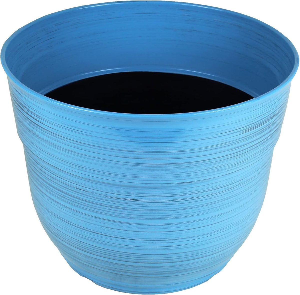 Garden Elements Indoor/Outdoor Glazed Brushed Happy Plastic Planter, Large, Bright Pink, 15"