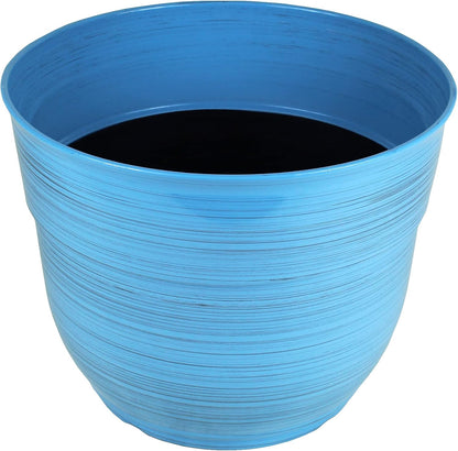 Garden Elements Indoor/Outdoor Glazed Brushed Happy Plastic Planter, Large, Bright Pink, 15"