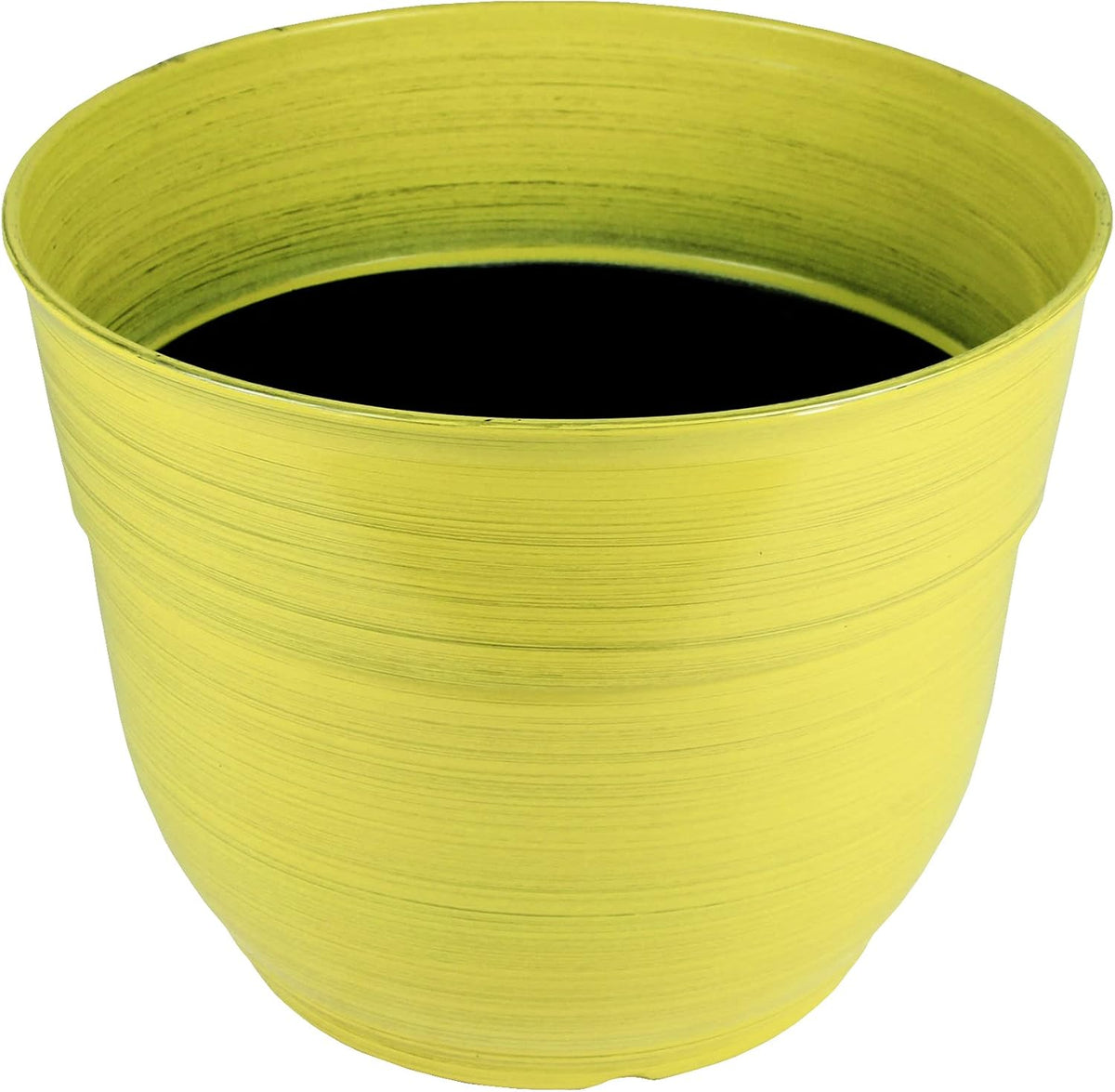 Garden Elements Indoor/Outdoor Glazed Brushed Happy Plastic Planter, Large, Bright Pink, 15"