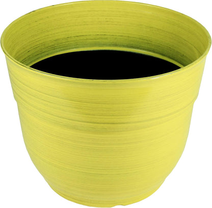 Garden Elements Indoor/Outdoor Glazed Brushed Happy Plastic Planter, Large, Bright Pink, 15"