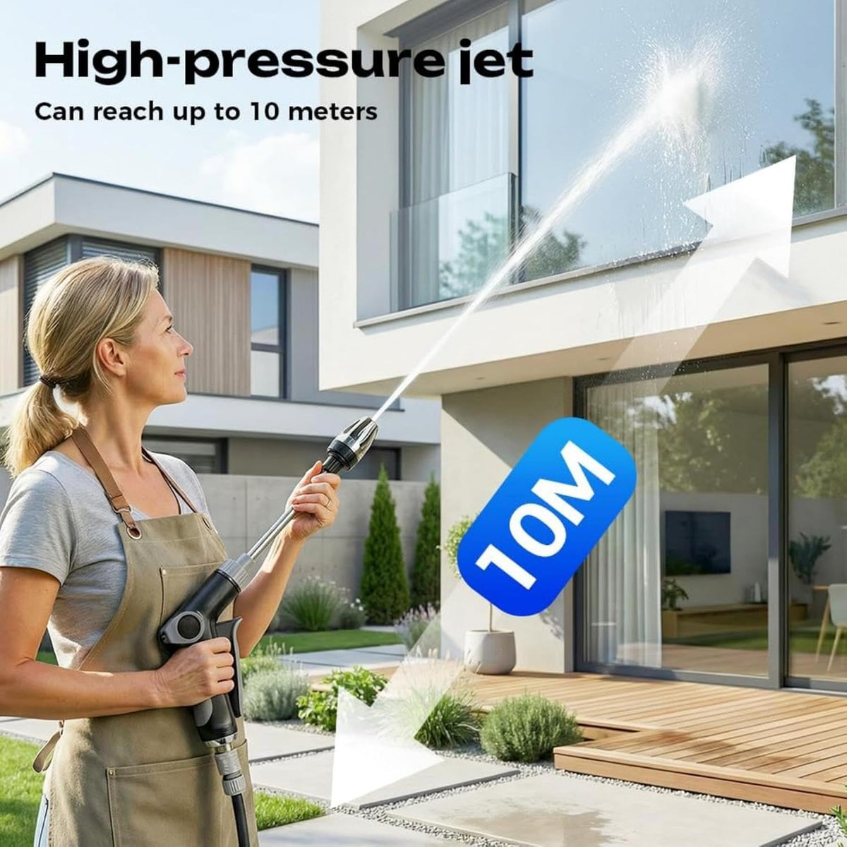 Pressure Washer Wand, High Pressure Hose Nozzle 3 Spray Patterns, 360° Rotating Heavy Duty Cleaning Gun for Garden Hose, Outdoor Cleaning for Car, Patio, Siding (Gun+Connector Pot + 3 connectors)