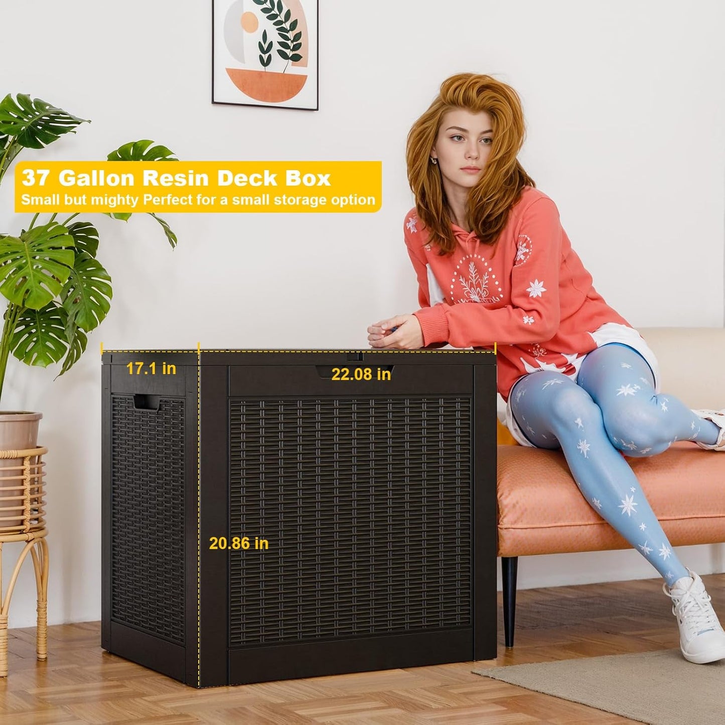 30 Gallon Outdoor Deck Box, Lockable Waterproof Outdoor Storage Boxes For Garden Tools,Indoor Cushions,Accessories Outside Storage Resin Weatherproof Container(Black)