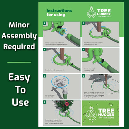 Tree Watering System - 360° Outward Spray Tree Watering Ring - Sprinkler Ring for Trees & Shrubs - Reaches The Nutrition Zone for Tree Root Watering (7 Inch)
