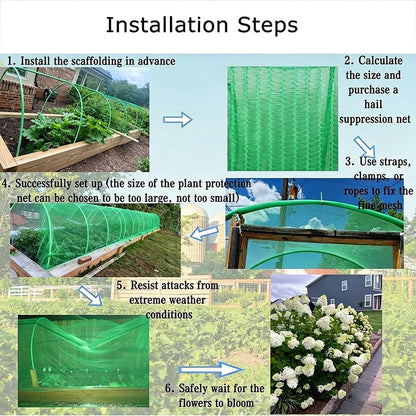Hail Netting Heavy Duty for Garden Greenhouse Raised Bed, HDPE Hail Protection Plant Netting can be Used as Floating Row Cover, Under Tree Fruit Catcher and Pond Cloth(15 x 100 m/49.2 x 328.1 ft) - Colors B
