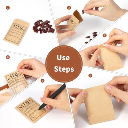 Garden Seed Storage Organizer Binder - 150 Resealable Seed Envelopes Brown Shell with 40 Sheet Protectors for Efficient Seed Packet Organization - Brown