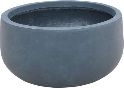 Kante 15.7" Dia Round Concrete Planter, Outdoor Indoor Garden Plant Pots with Drainage Hole and Rubber Plug, Modern Curvaceous Design, Slate Gray
