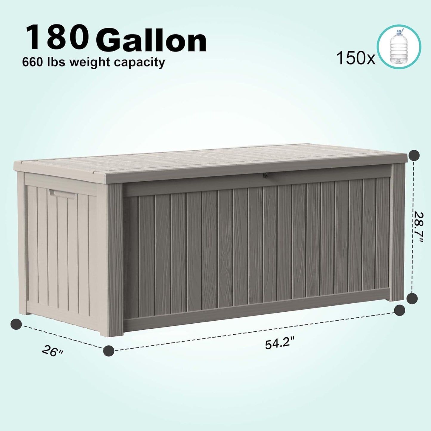 30 Gallon Outdoor Deck Box, Lockable Waterproof Outdoor Storage Boxes For Garden Tools,Indoor Cushions,Accessories Outside Storage Resin Weatherproof Container(Black)
