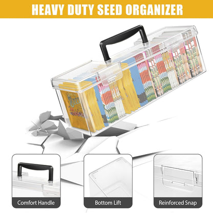tutata Seed Packet Organizer Box Plastic Portable Seed Packet Storage Box, Seed Storage Organizer